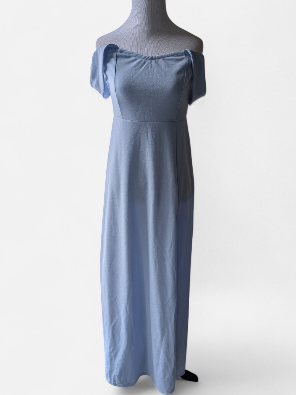 Pale Blue Off-Shoulder Maxi Dress